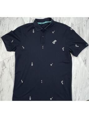 Adidas Golf Polo Shirt Men’s XL Navy Blue All Over Print Golf Icons #8